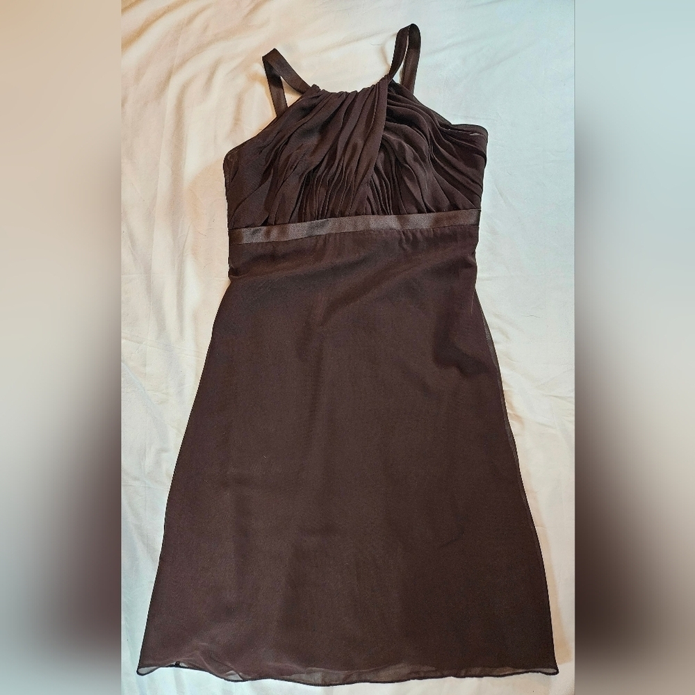 Jordan Womens Brown Sleeveless Halter Style Zip Up Knee Length Dress Size Small